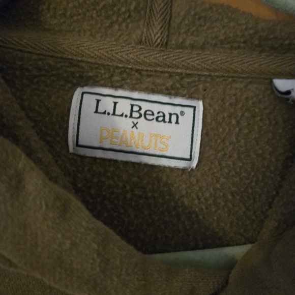 L.L. Bean X Peanuts Hoodie Size Large Green Snoopy Woodstock Hiking Sweatshirt - Picture 3 of 7